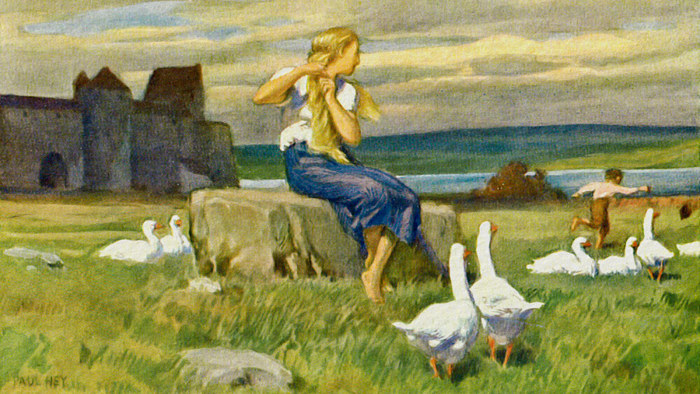 Cô gái chăn ngỗng bên suối